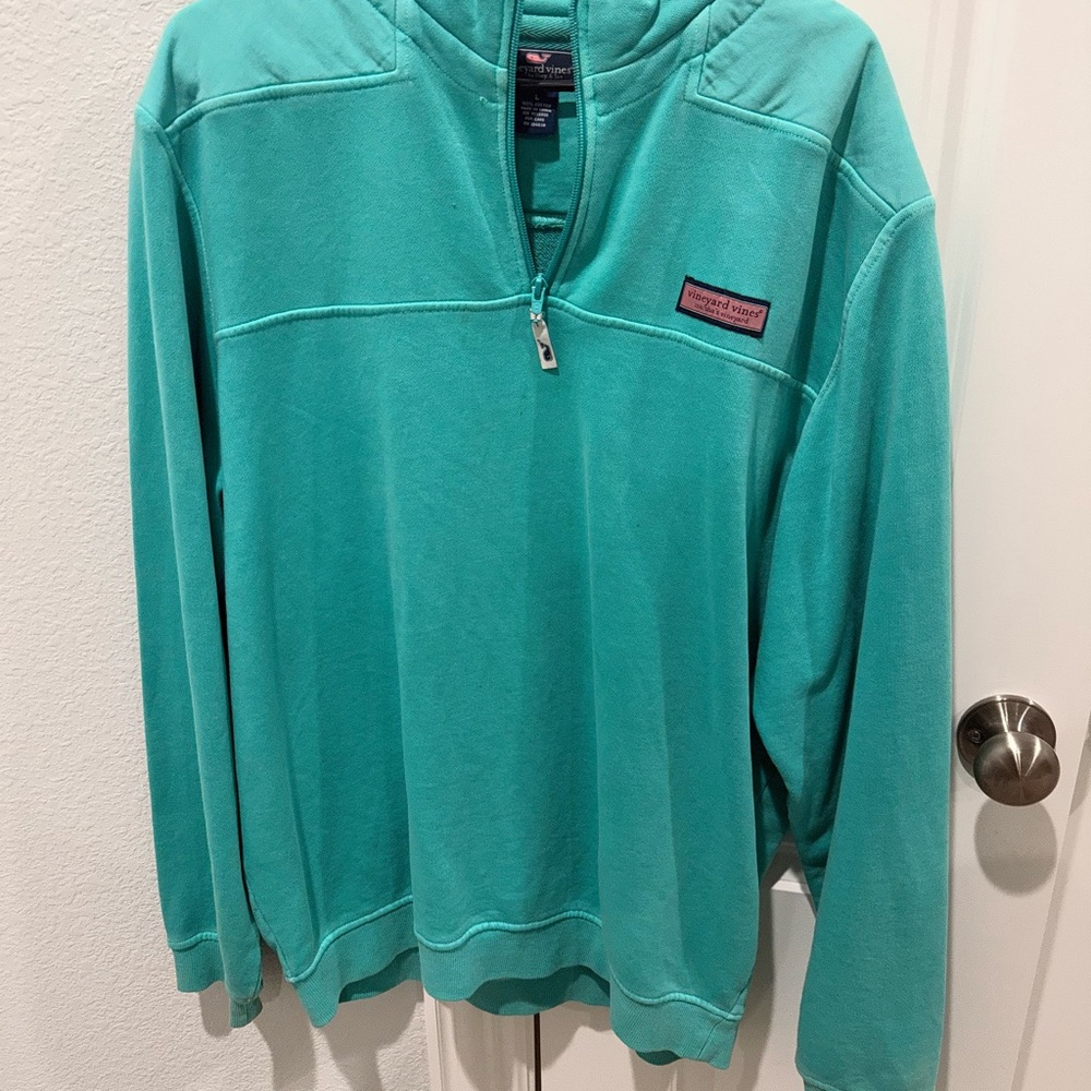 Vineyard Vines Men's Teal Zip-Up Sweater